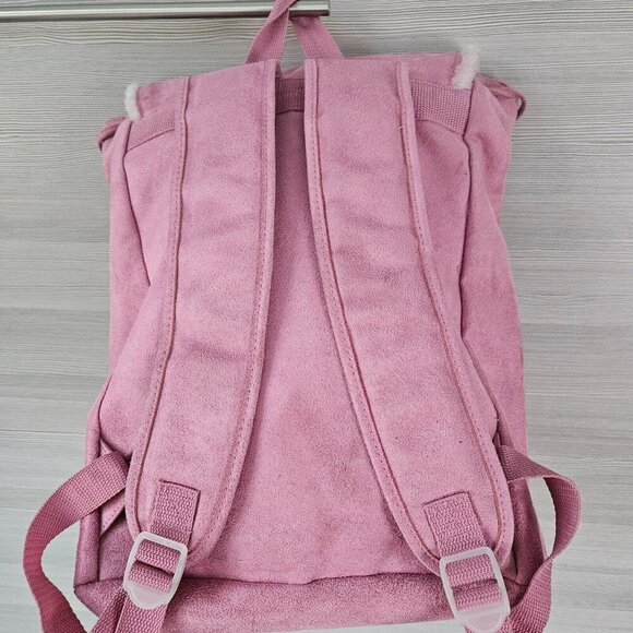 Supergirl Pink Faux Suede Backpack W/ Rhinestone Logo Furry Trim Bling Superhero - Picture 6 of 16